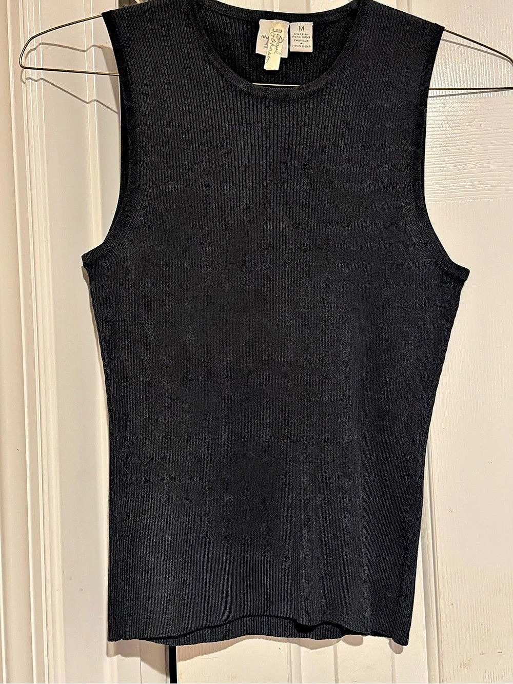 Anne Klein Ribbed Tank Top in Gunmetal Size Medium